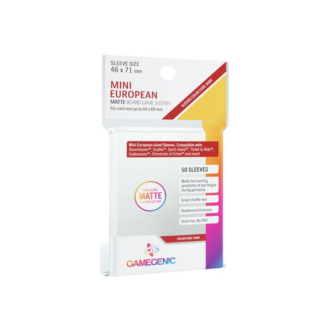 Gamegenic Matte Prime Sleeves - Colour Code Ruby: Mini European: 46mmx71mm - 50pk