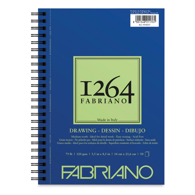Fabriano 1264 Drawing Pad, 5.5" x 8.5" - 75lb. (120 gsm), 50 Shts./Pad
