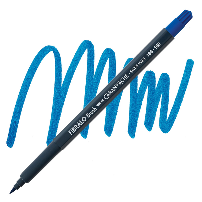 Caran d'Ache Fibralo Brush Marker - 160 Cobalt Blue Hue