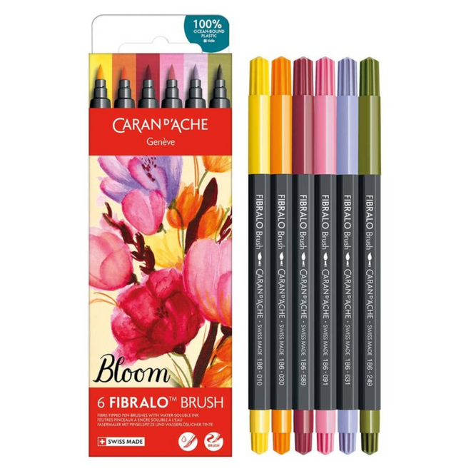 Caran d'Ache Fibralo Brush Marker - Set of 6: Bloom