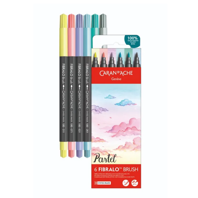 Caran d'Ache Fibralo Brush Marker - Set of 6: Pastel