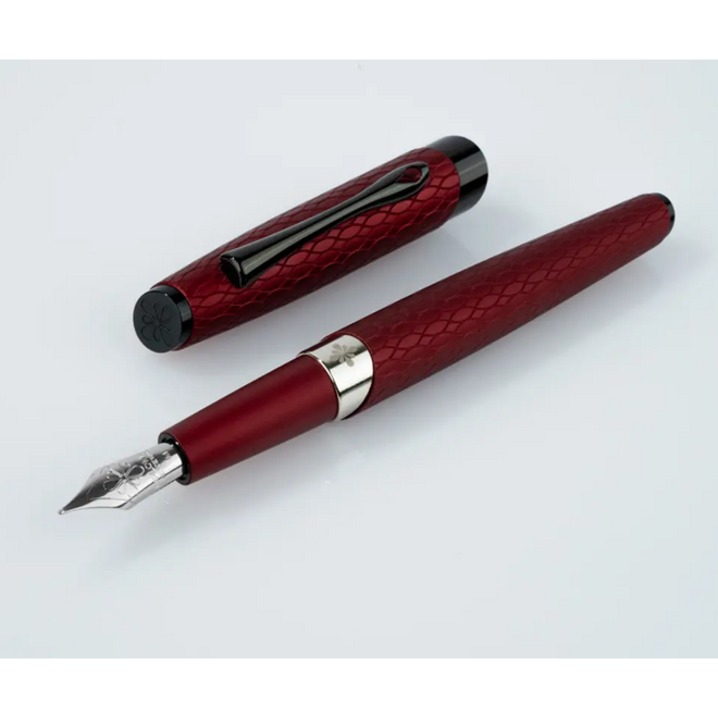 Diplomat Cobra Guilloche Fountain Pen - Burgundy, Fine