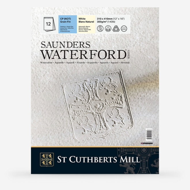 Saunders Waterford Watercolor Pad - 9" X 12", Cold Press, 140 Lb, 12 Sheets
