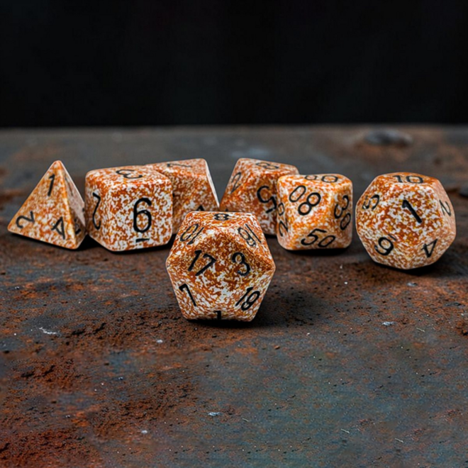 Chessex 7pc Polyhedral Dice Set - NEW Speckled: Rust