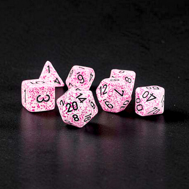 Chessex 7pc Polyhedral Dice Set - NEW Speckled: Pink