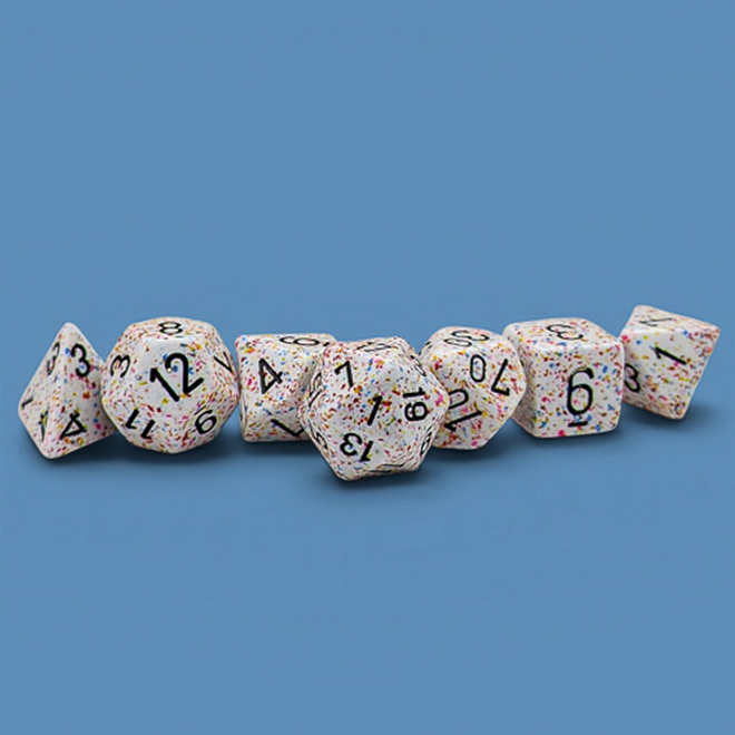 Chessex 7pc Polyhedral Dice Set - NEW Speckled: Birthday