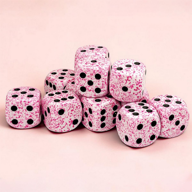 Chessex 16mm D6 Dice Set, 12pc - NEW Speckled: Pink