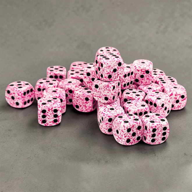 Chessex 12mm D6 Dice Set, 36pk - NEW Speckled: Pink
