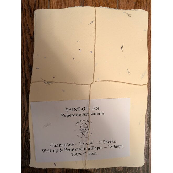 Papeterie Saint-Gilles - Papier Artisanale - Chant d'Ete - 10"x14" - 3 Sheets
