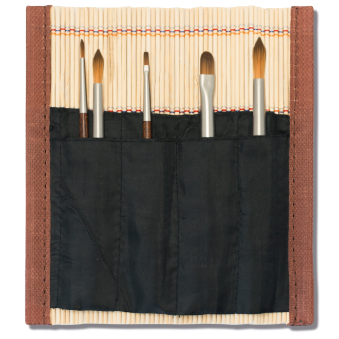 Raphael Precision: Synthetic Sable Watercolour Brushes - 5 Piece Claude Monet Travel Set w/ Bamboo Holder