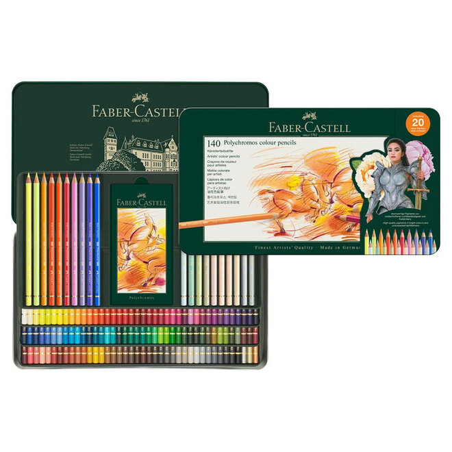 Faber-Castell Polychromos Colouring Pencils 140 Colours in Metal Case (Including 20 NEW Colours)