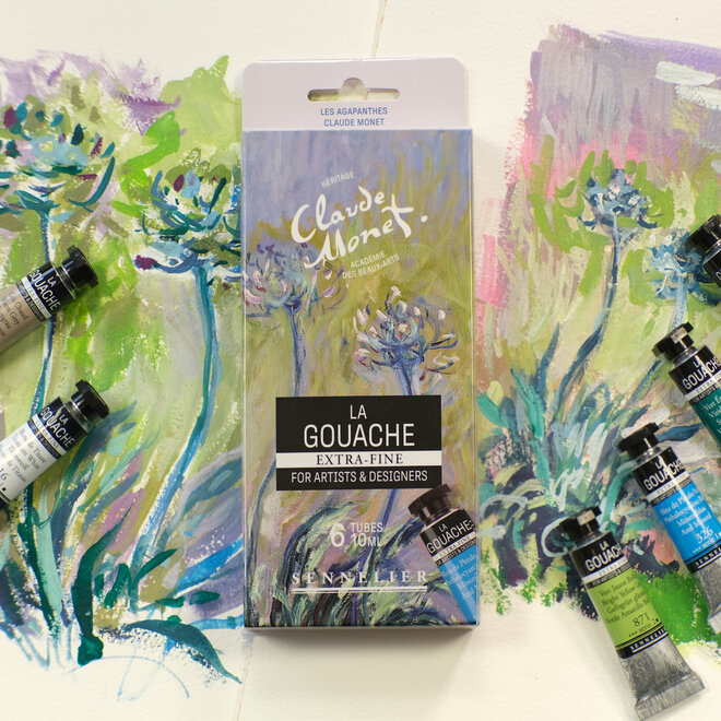 Sennelier Artist Gouache - 6 x 10 ml / 0.33 fl oz Tubes - Claude Monet: Agapanthus