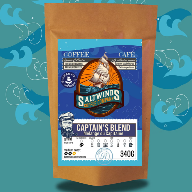 Saltwinds Coffee Company: 340g - Captain's Blend - Med, Ground