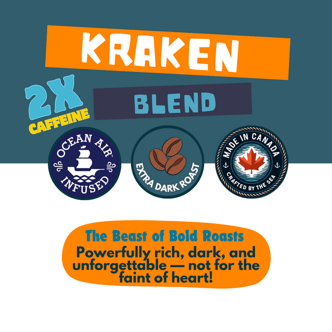 Saltwinds Coffee Company: 100g Sampler Pack - Kraken Blend - Dark, Ground - 2x Caffeine