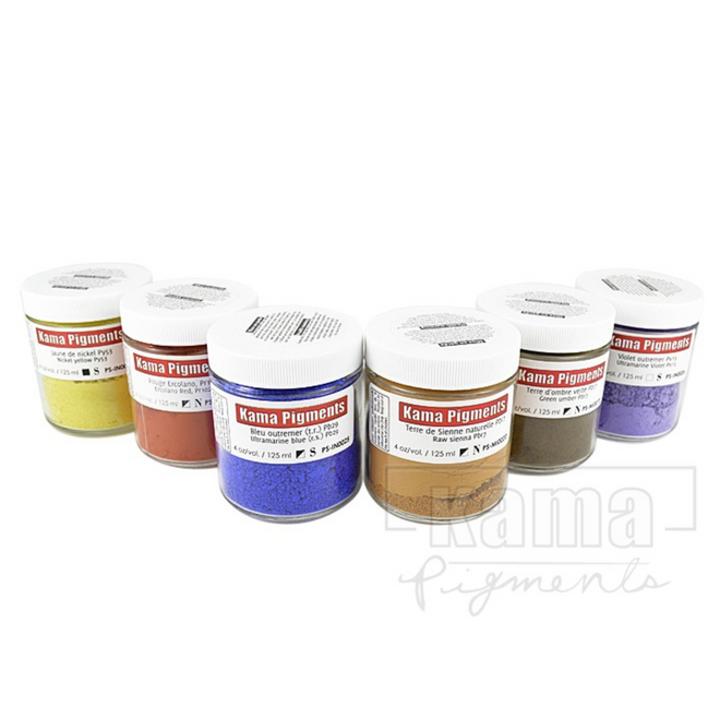 Kama Pure Powder Pigments - 6 x 125ml Assortment Set 3: Inorganics