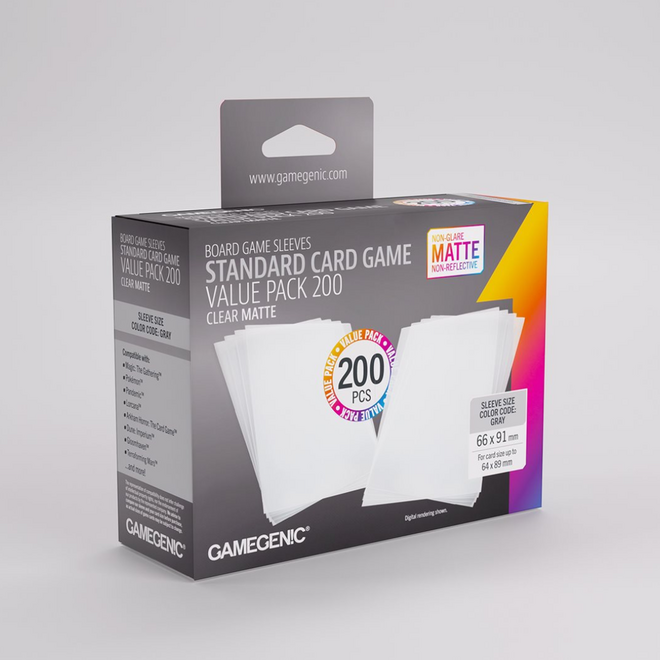 Gamegen!C: Sleeves: Value Pack - Standard Card Game Size, Card Size 64X89Mm (200 Sleeves) - Non-Glare Matte