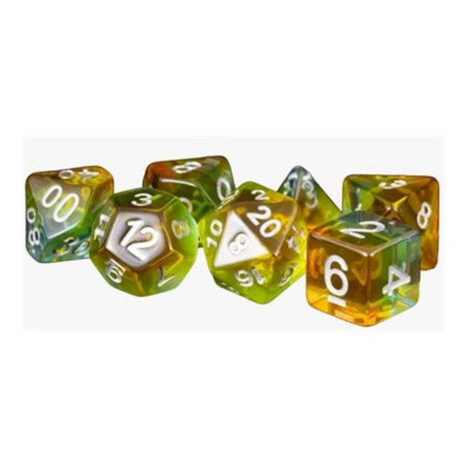 Fanroll 16mm Resin Polyhedral Dice Set - Yellow Aurora