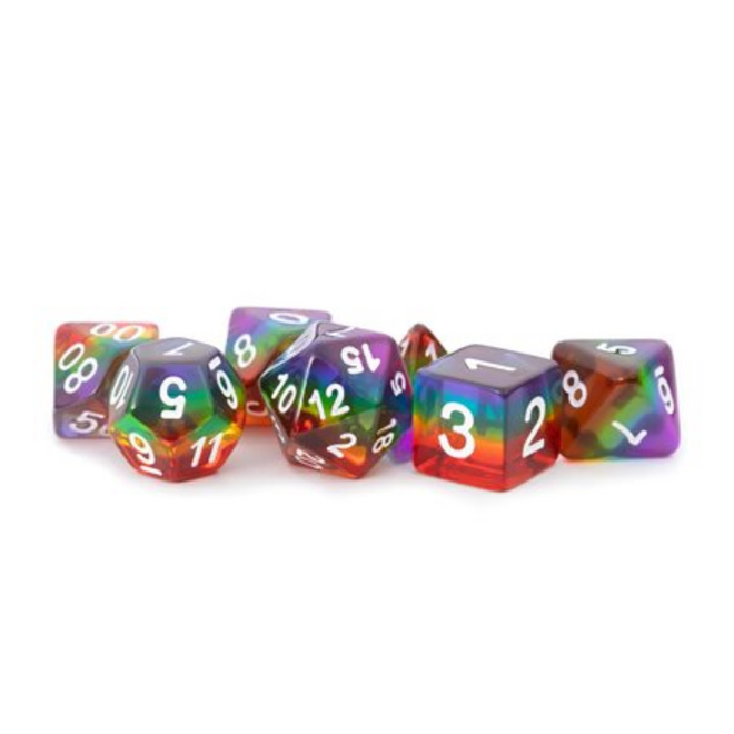 Fanroll 16mm Resin Polyhedral Dice Set - Translucent Rainbow