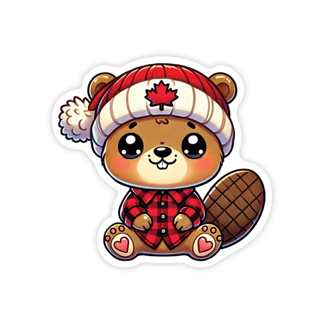StickerYou Waterproof Vinyl Sticker - Cute Canadian Beaver