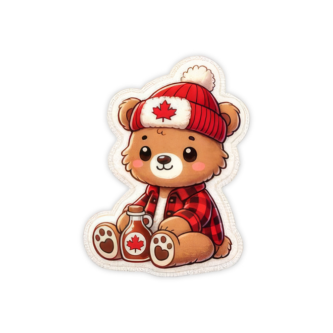 StickerYou Fuzzy Sensory Sticker - Cute Canadian Bear