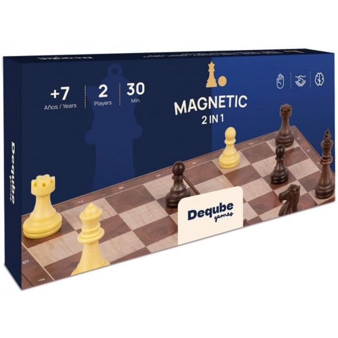Deqube Magnetic 2-in-1 Chess & Draughts Game