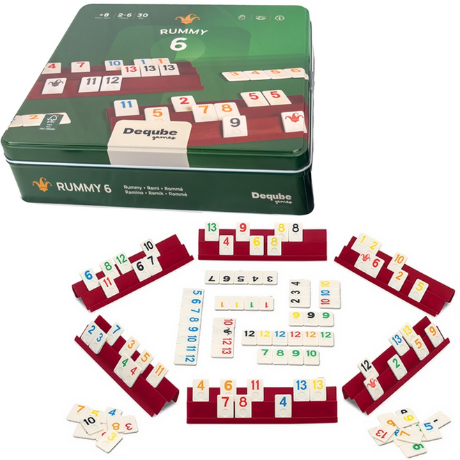 Deqube 6-Player Rummy in Metal Tin