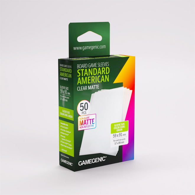 Gamegenic Matte Prime Sleeves - Size Code Green: Standard American: 59x91mm - 50pk
