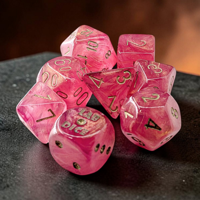 Chessex Lab Dice: 8pc Polyhedral Set - NEW Shimmer: Ignis w/ Gold