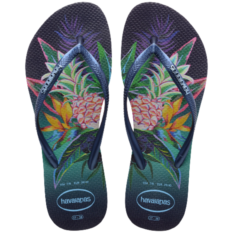 Havaianas Slim Tropical Straps Flip Flop Sandal Black