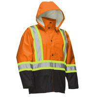 Hi Vis Safety Rain Jacket with Snap-Off Hood