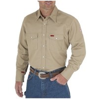 Wrangler FR12140 Khaki Men's Flame-Resistant Work Shirt