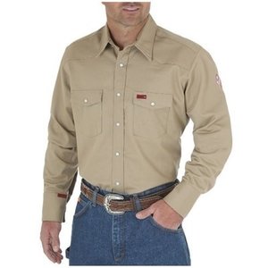 Wrangler Wrangler FR12140 Khaki Men's Flame-Resistant Work Shirt