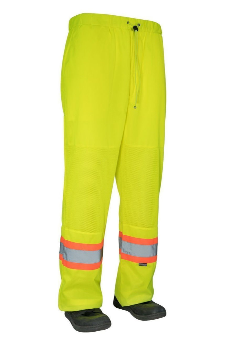 Hi Vis Safety Tricot Traffic Pants with Vented Legs and Elastic Waist