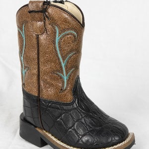 Old West Old West Brown Black Zip Children Cowboy Boot VB1012