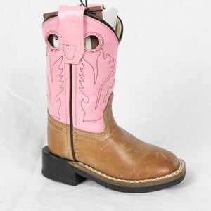 Old West Old West Brown Pink Toddler Cowboy Boot BSI1839