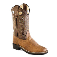 Old West Two Tone Brown Kids Cowboy Boot VB9113