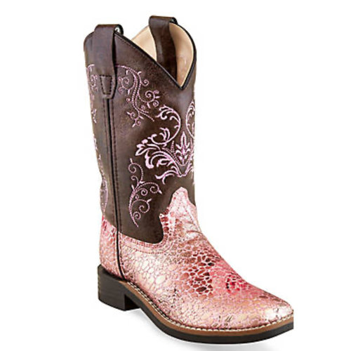 Old West Old West Cowboy Boots Youth Mermaid Pink and Brown VB9154Y D Old West Old West Cowboy Boots Youth Mermaid Pink and Brown VB9154Y D