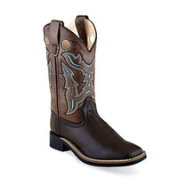 Old West Brown with Blue Stitching Kids Cowboy Boot VB9147