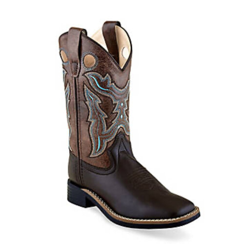 Old West Old West Brown with Blue Stitching Kids Cowboy Boot VB9147