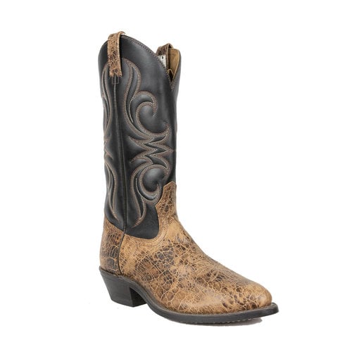 Canada West Bull Rider Men’s Cowboy Boot  Rounded-Toe Western Heel Ponto Brown and Black Leather Sole 6957 3E