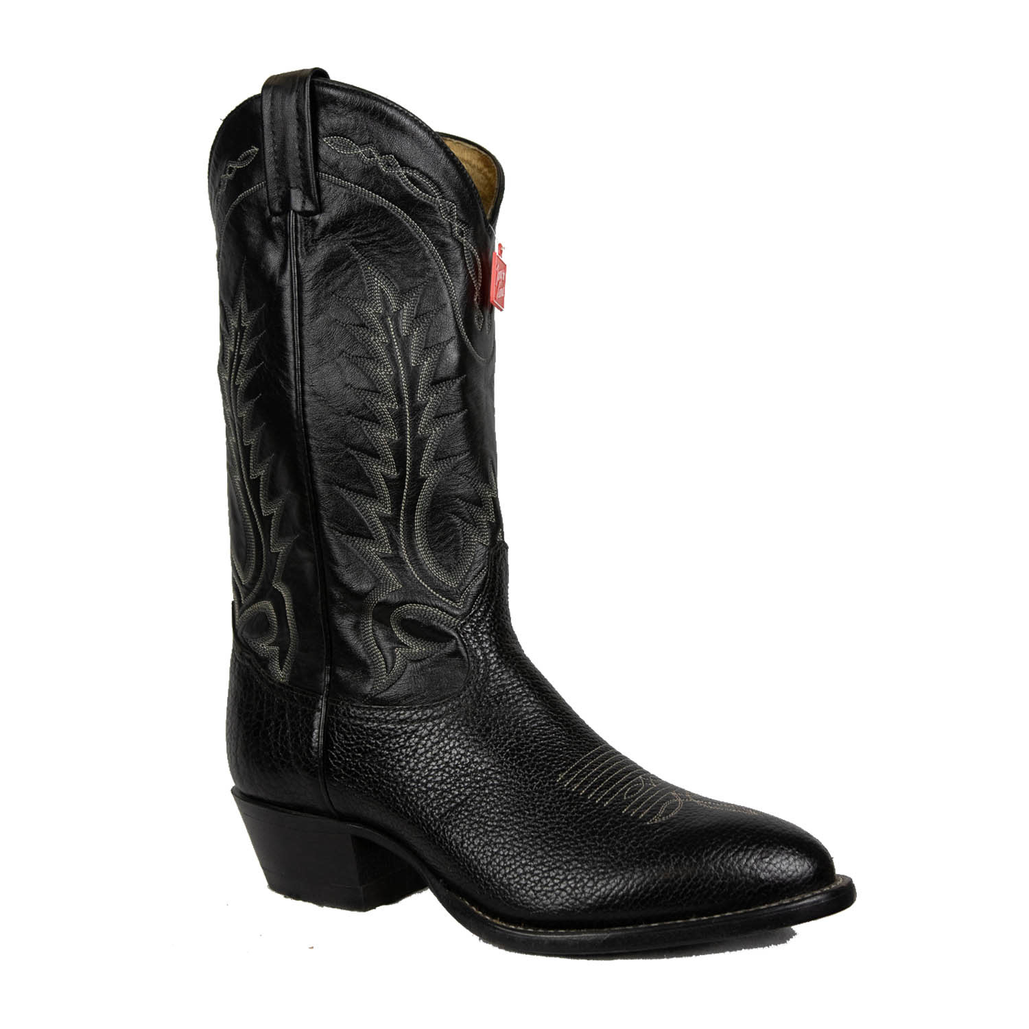 Tony Lama Men’s Cowboy Boot Black Western Heel Leather Sole Rounded ...