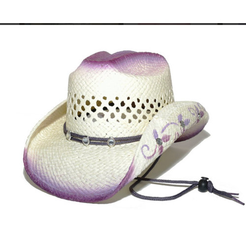 Purple Bling Straw Cowboy Hat