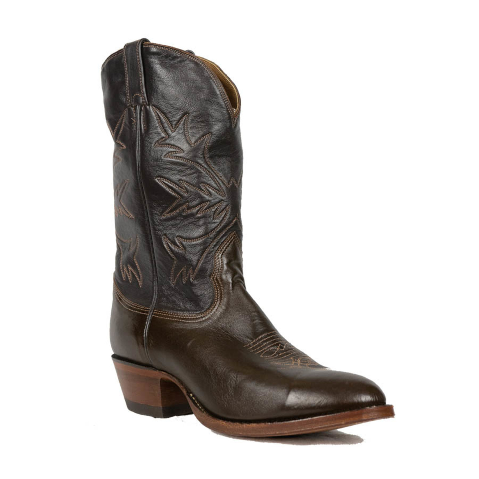 Alberta Boot Men’s Chestnut and Fudge Brown Rounded Point Toe Western