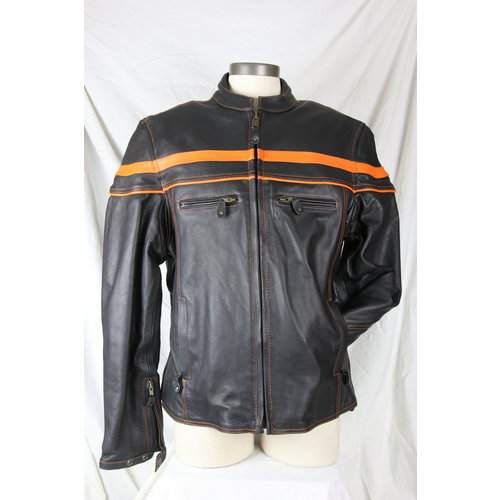 Dream Apparel Men’s Leather Biker Jacket Black with Orange Trim Removable Zip-Out Liner Heavy Dream Apparel Men’s Leather Biker Jacket Black with Orange Trim Removable Zip-Out Liner Heavy