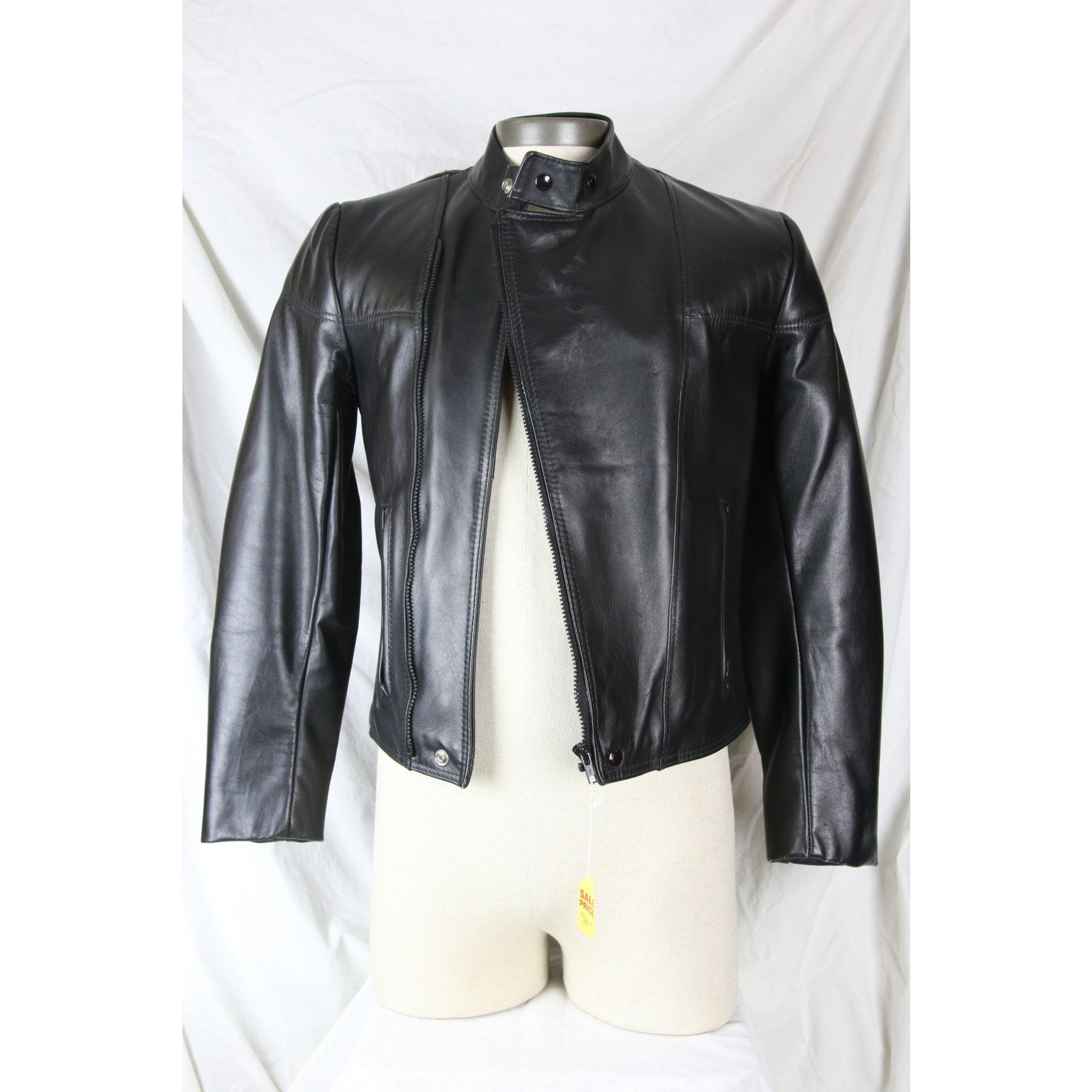 Bristol Men’s Leather Black Biker Jacket Right Side Zip 1044