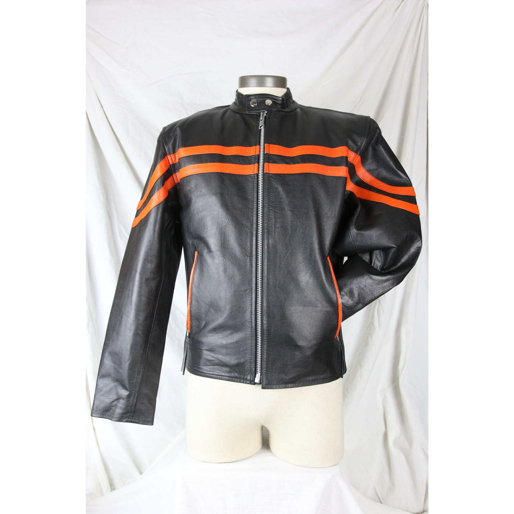 Safari Collections Mens Straight Collar Jacket Black with Orange Details with Zip-Out Liner