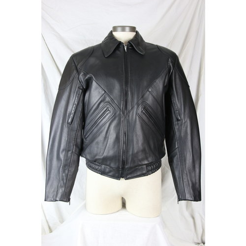 Bristol 3367 Men’s Black Leather Bomber Jacket Snap-Down Collar Bristol 3367 Men’s Black Leather Bomber Jacket Snap-Down Collar