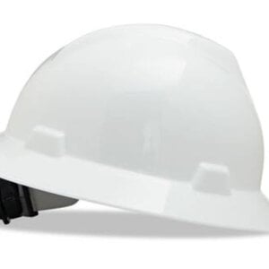 MSA V-Gard Full-Brim Hard Hat Fas-Trac III Ratchet Suspension- White 475369