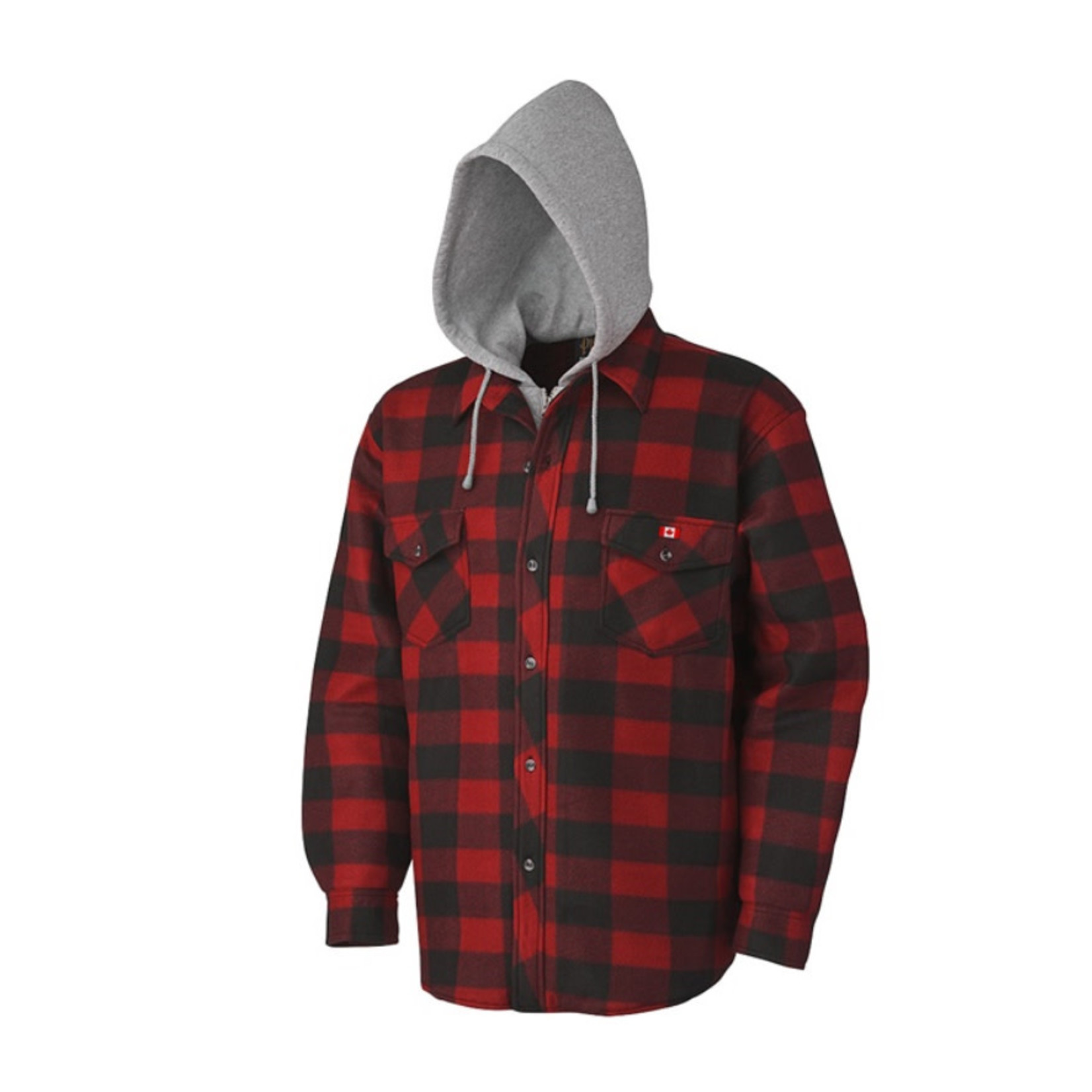Pioneer Pioneer 415RB V3080397 Quilted Hooded Polar Fleece Shirt – Red-Black Plaid