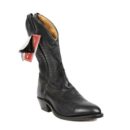 Boulet Boulet Mens Cowboy Boot Black Point Toe Western Heel Leather Sole 9502 5E